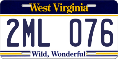 WV license plate 2ML076