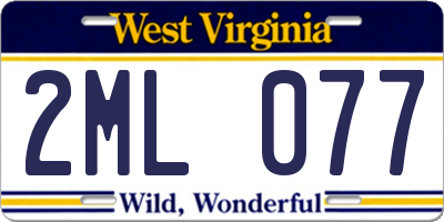 WV license plate 2ML077