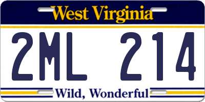 WV license plate 2ML214