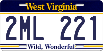 WV license plate 2ML221