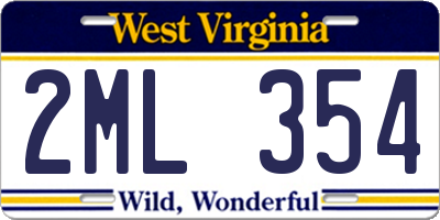 WV license plate 2ML354