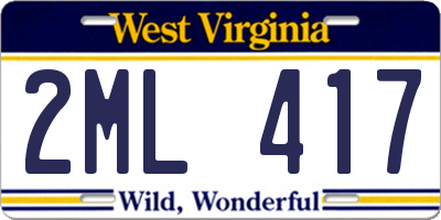 WV license plate 2ML417