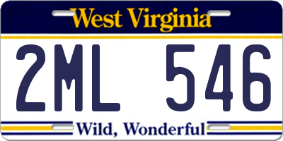 WV license plate 2ML546