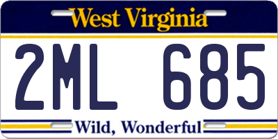 WV license plate 2ML685