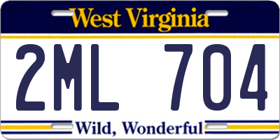 WV license plate 2ML704
