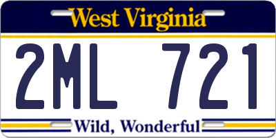 WV license plate 2ML721