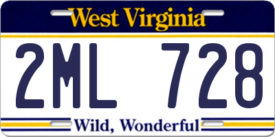 WV license plate 2ML728