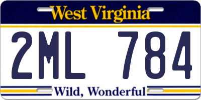 WV license plate 2ML784
