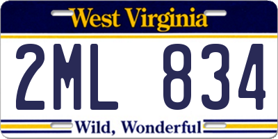 WV license plate 2ML834
