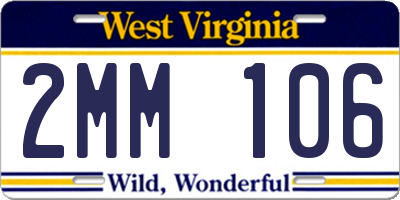 WV license plate 2MM106