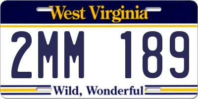 WV license plate 2MM189