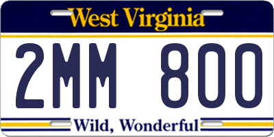WV license plate 2MM800