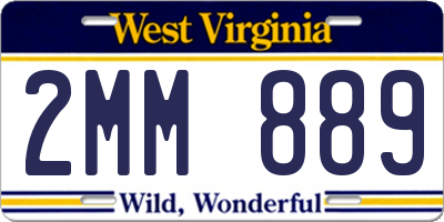 WV license plate 2MM889