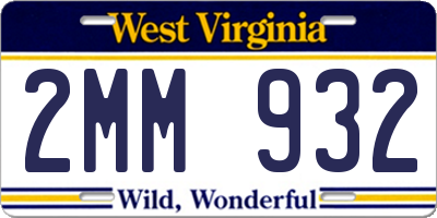 WV license plate 2MM932