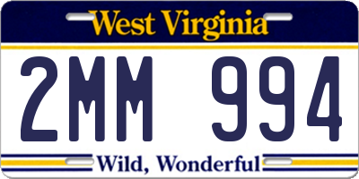WV license plate 2MM994