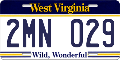 WV license plate 2MN029