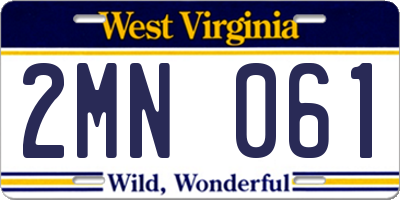 WV license plate 2MN061