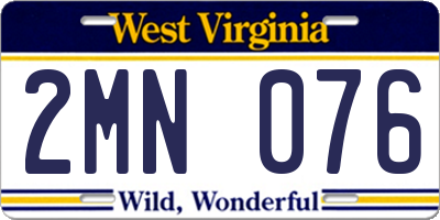 WV license plate 2MN076