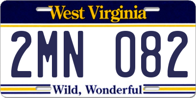 WV license plate 2MN082