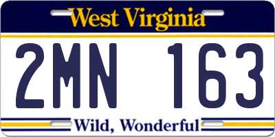 WV license plate 2MN163