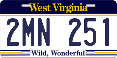 WV license plate 2MN251