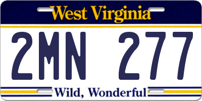 WV license plate 2MN277