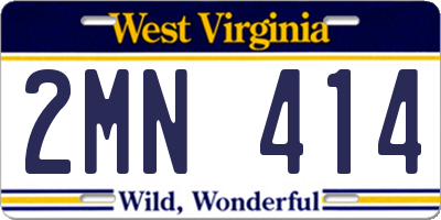 WV license plate 2MN414