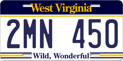 WV license plate 2MN450