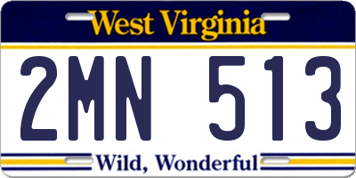 WV license plate 2MN513