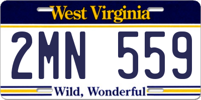 WV license plate 2MN559