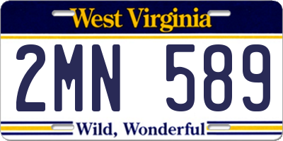 WV license plate 2MN589