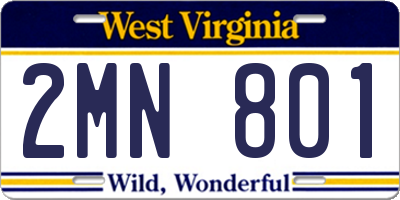 WV license plate 2MN801