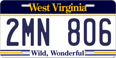 WV license plate 2MN806
