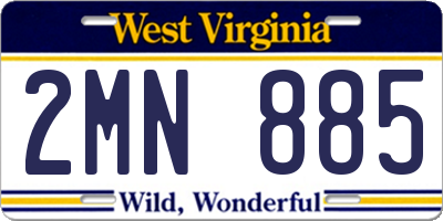 WV license plate 2MN885