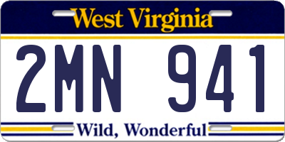 WV license plate 2MN941