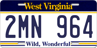 WV license plate 2MN964