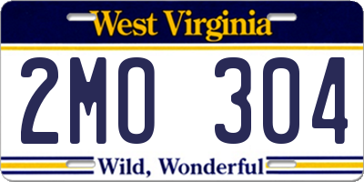 WV license plate 2MO304