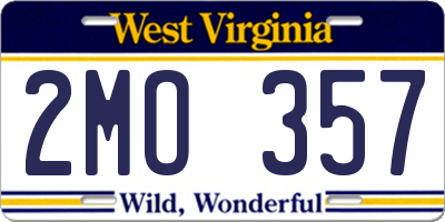 WV license plate 2MO357