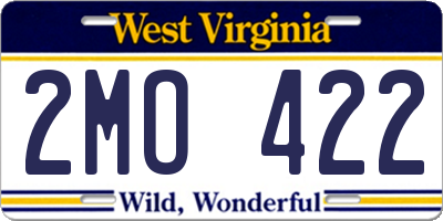 WV license plate 2MO422