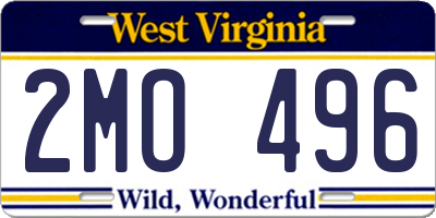 WV license plate 2MO496