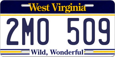 WV license plate 2MO509