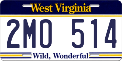 WV license plate 2MO514