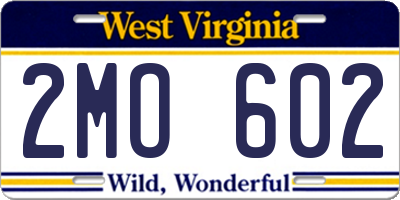 WV license plate 2MO602