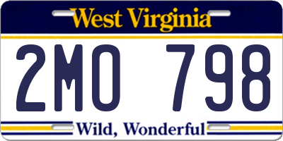 WV license plate 2MO798