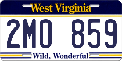 WV license plate 2MO859
