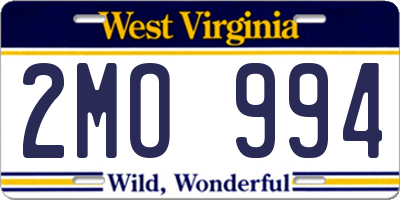 WV license plate 2MO994