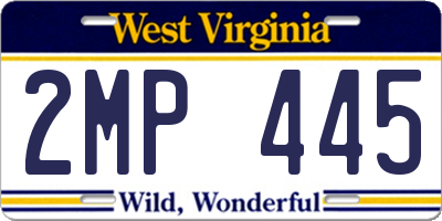 WV license plate 2MP445