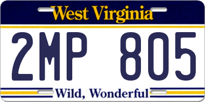 WV license plate 2MP805