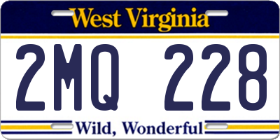 WV license plate 2MQ228