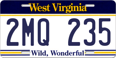 WV license plate 2MQ235